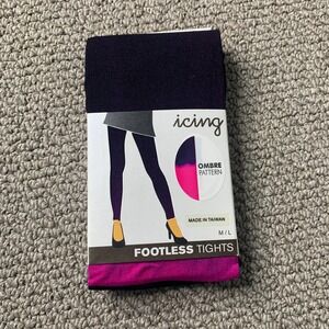 Icing Womens Tights Size M/L Black/Pink Ombre Pattern Footless NWT‎